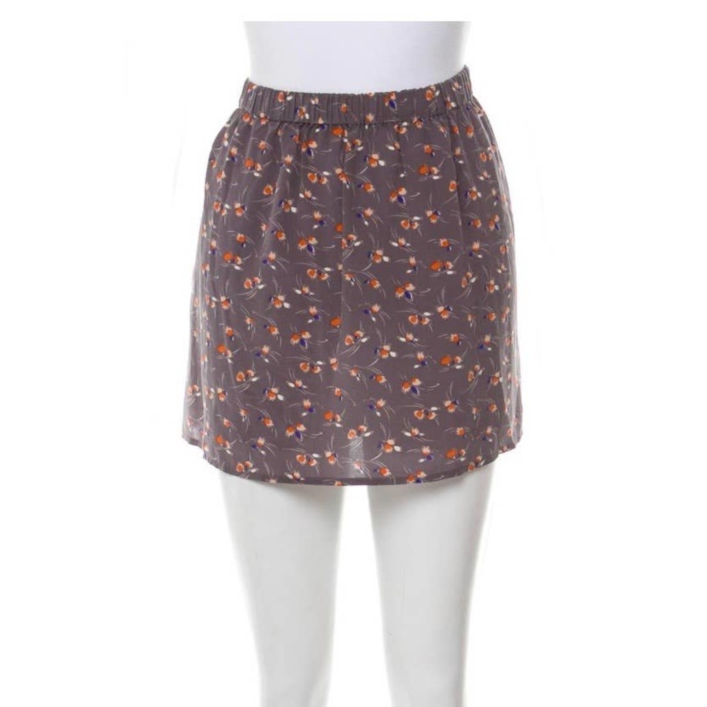 Hartford French Designer Janvier Floral Print Silk Mini Skirt Size Medium